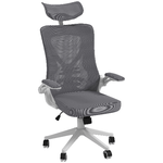 Vinsetto Sedia da Ufficio ad Altezza Regolabile con Supporto Lombare e Braccioli Ribaltabili, 65x64x120