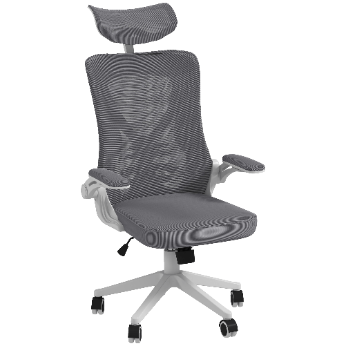Vinsetto Sedia da Ufficio ad Altezza Regolabile con Supporto Lombare e Braccioli Ribaltabili, 65x64x120