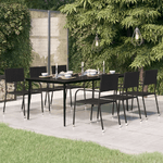 VidaXL Tavolo da Pranzo da Giardino Nero 200x100x74 cm Acciaio e Vetro