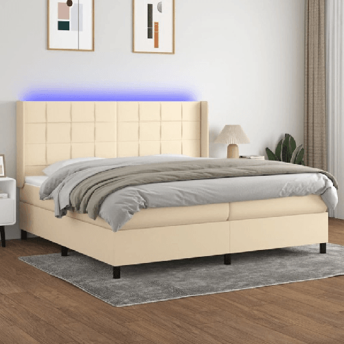 VidaXL Letto a Molle Materasso e LED bianco 200x200cm in Tessuto