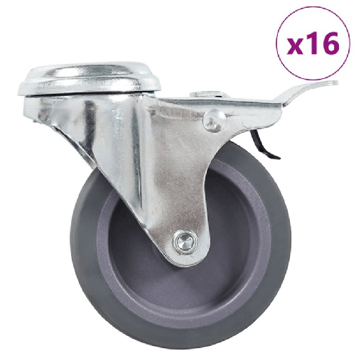 VidaXL Ruote Girevoli con Foro per Bulloni 16 pz 75 mm