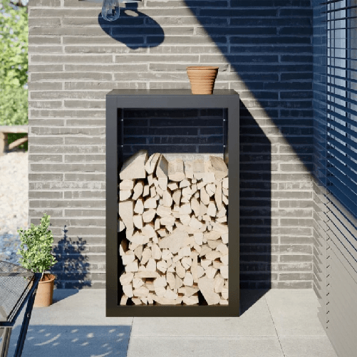 VidaXL Rastrelliera per Legna da Ardere Nera 60x40x100 cm in Acciaio