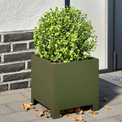 VidaXL Fioriere da Giardino 2 pz Verde Oliva 30x30x30 cm in Acciaio