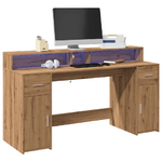 VidaXL Scrivania con Luci LED Rovere 160x55x91 cm in Legno Multistrato