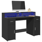 VidaXL Scrivania con Luci LED Nera 140x55x91 cm in Legno Multistrato