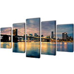 VidaXL Set Stampa su Tela da Muro Vista Ponte di Brooklyn 200x100 cm