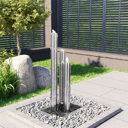 VidaXL Fontana da Giardino Argento 48x34x88 cm in Acciaio Inox
