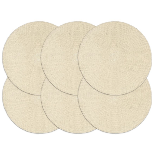 VidaXL Tovagliette 6 pz Naturale Neutro 38 cm Rotonde in Cotone