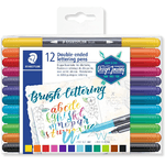 Staedtler Pacchetto Staedtleler 3004 di 12 marcatori a doppio tip per lettere - Colori assortiti