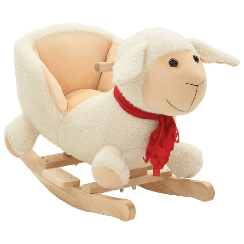 VidaXL Pecora a Dondolo con Schienale in Peluche 60x32x50cm Bianco