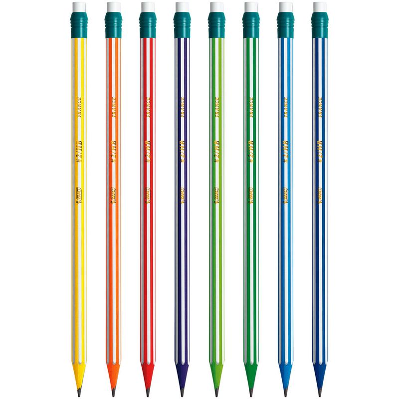 Bic-Evolution-Stripes-Pack-di-8-matita-di-grafite-esagonale