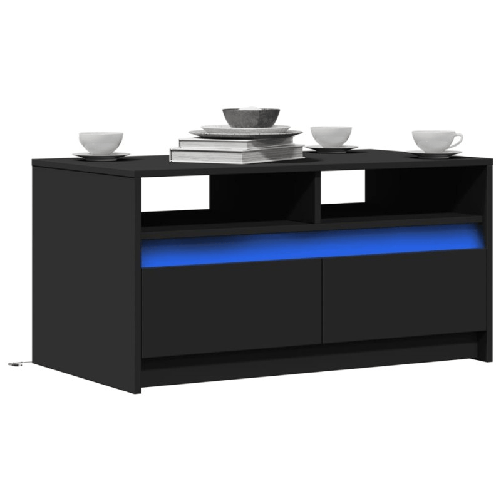 VidaXL Tavolino da Salotto con Luci LED Nero in Truciolato