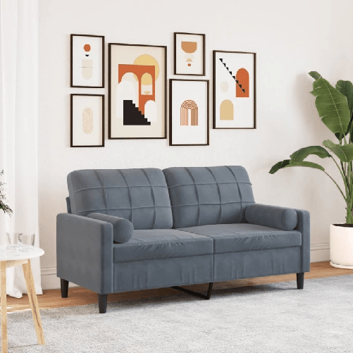 VidaXL Divano a 2 Posti con Cuscini Grigio Scuro 140 cm in Velluto