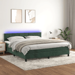 VidaXL Letto a Molle con Materasso e LED Verde Scuro 160x200cm Velluto