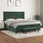 VidaXL Giroletto a Molle con Materasso Verde Scuro 160x200 cm Velluto