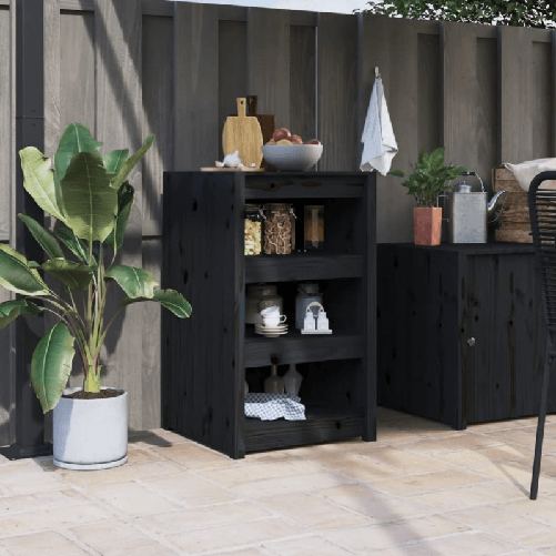 VidaXL Mobile da Cucina da Esterno Nero 55x55x92 cm Legno Massello di Pino