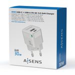 Caricabatterie-Aisens-GAN-30W---1xUSB-C-PD3.0-QC4.0---1xUSB-A-QC3.0---Colore-bianco