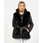 YES ZEE CAPPOTTO ECO PELLICCIA GIUBBOTTO DONNA YES ZEE G024 KD00 0801 NERO ORIGINAL 2024