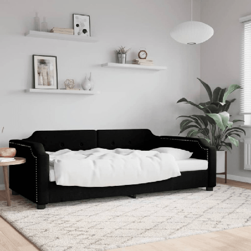 VidaXL Letto da Giorno Nero 90x190 cm in Tessuto