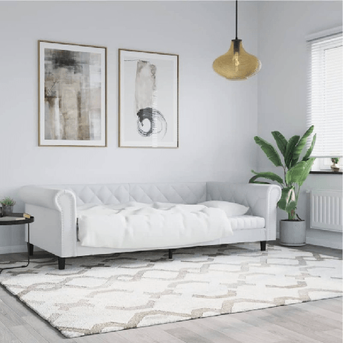 VidaXL Letto da Giorno Bianco 100x200 cm in Similpelle