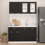 VidaXL Set Armadi da Cucina 4 pz Nero in Truciolato