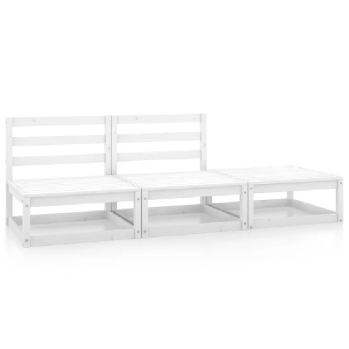 VidaXL Set Divani da Giardino 3 pz Bianchi in Legno Massello di Pino