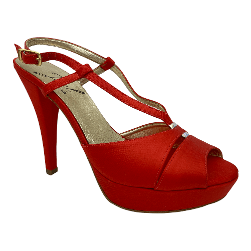 JOEL SCARPE SANDALO TACCO DECOLTE DONNA JOEL A449 ECO PELLE ROSSO ORIGINALE PE