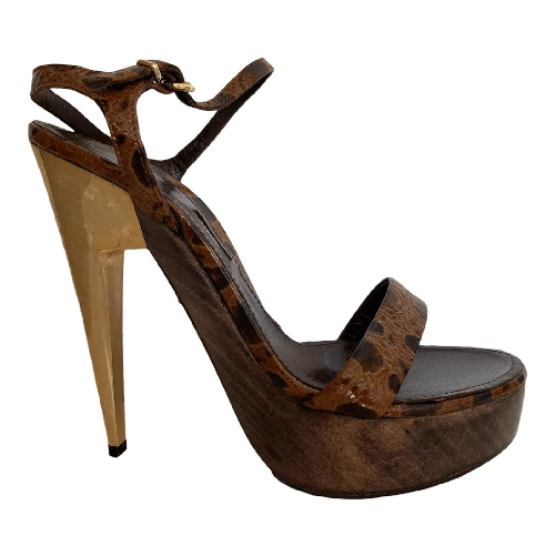 LEFT AND RIGHT SCARPE SANDALI DECOLTE DONNA LEFT AND RIHT M155 PELLE MARRONE ORIGINALE PE