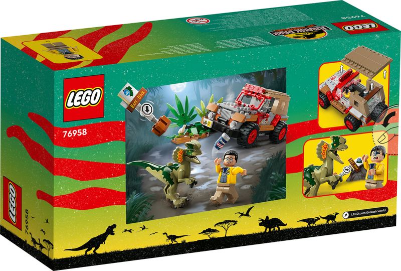 LEGO-Jurassic-Park-76958-L’Agguato-del-Dilofosauro-Dinosauro-Giocattolo-per-Bambini-6--con-Jeep-Collezione-30°-Anniversario