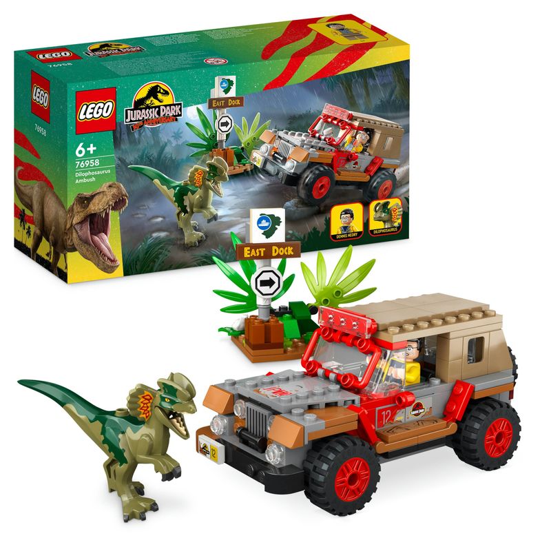 LEGO-Jurassic-Park-76958-L’Agguato-del-Dilofosauro-Dinosauro-Giocattolo-per-Bambini-6--con-Jeep-Collezione-30°-Anniversario