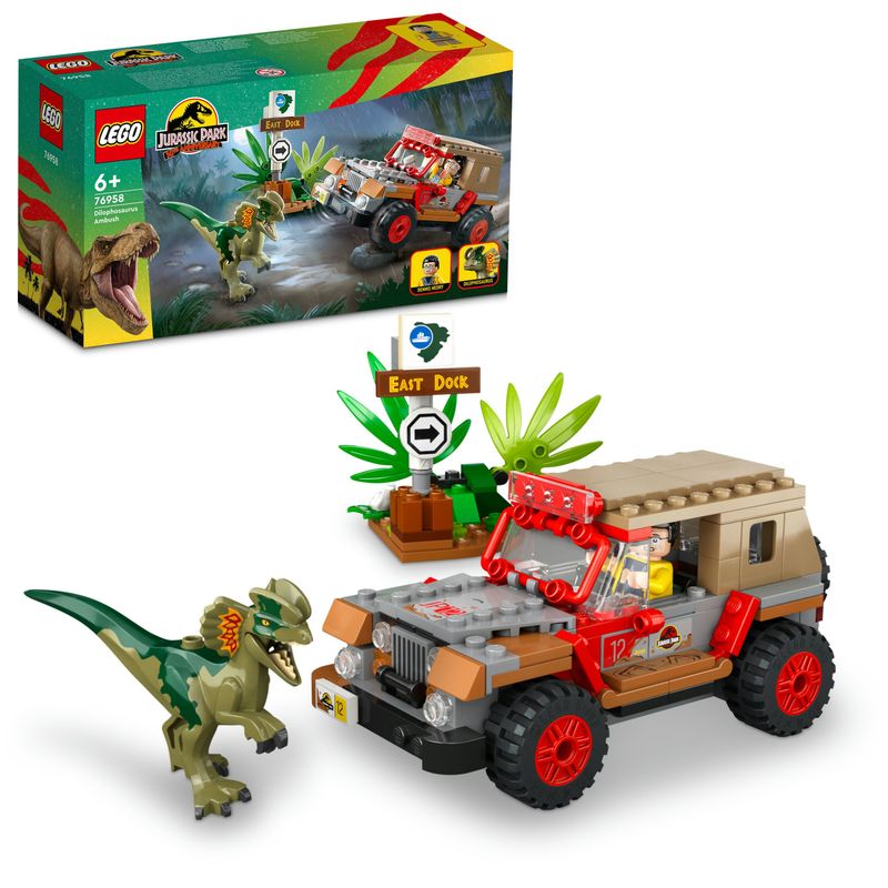 LEGO-Jurassic-Park-76958-L’Agguato-del-Dilofosauro-Dinosauro-Giocattolo-per-Bambini-6--con-Jeep-Collezione-30°-Anniversario