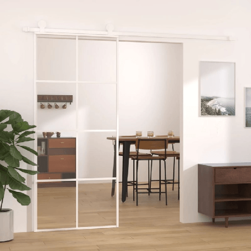 VidaXL Porta Scorrevole in Vetro ESG e Alluminio 90x205 cm Bianca