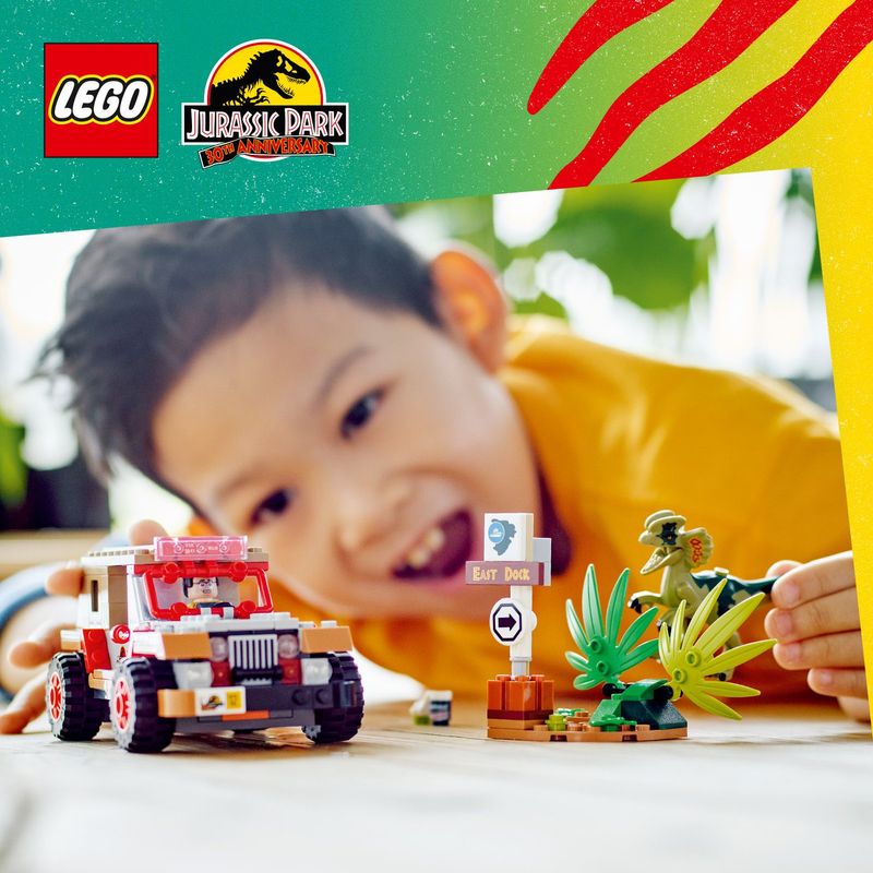 LEGO-Jurassic-Park-76958-L’Agguato-del-Dilofosauro-Dinosauro-Giocattolo-per-Bambini-6--con-Jeep-Collezione-30°-Anniversario