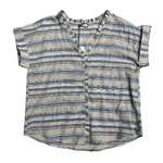 MIA F MAGLIA T SHIRT CASACCA BLUSA DONNA MIA F PE21PG LINO RIGHE BLU ORIGINALE PE NEW