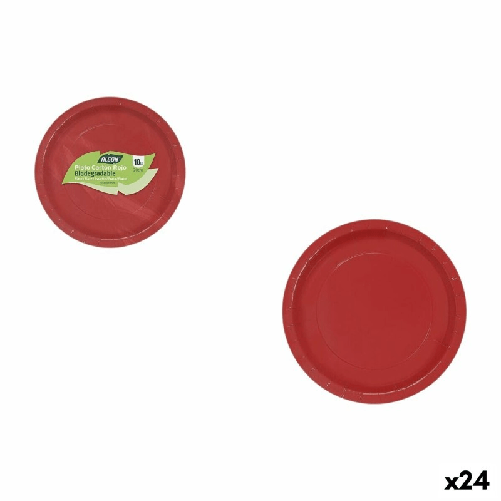 Algon Set di piatti Algon Rosso 20 cm 10 Pezzi (24 Unità)