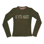 DE PUTA MADRE MAGLIA MAGLIE T SHIRT DONNA DE PUTA MADRE 06AIO 4336 COTONE VERDE ORIGINALE PE