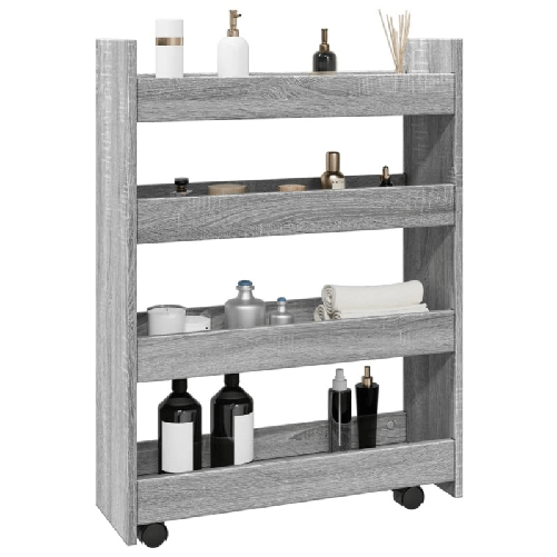 VidaXL Carrello Stretto a 4 Livelli Grigio Sonoma in Truciolato