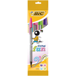 Bic Crystal Fun Pack di 4 Boligrafos de Bola - Punta rotonda da 1,6 mm - corsa 0,42 mm - inchiostro a base di olio - col