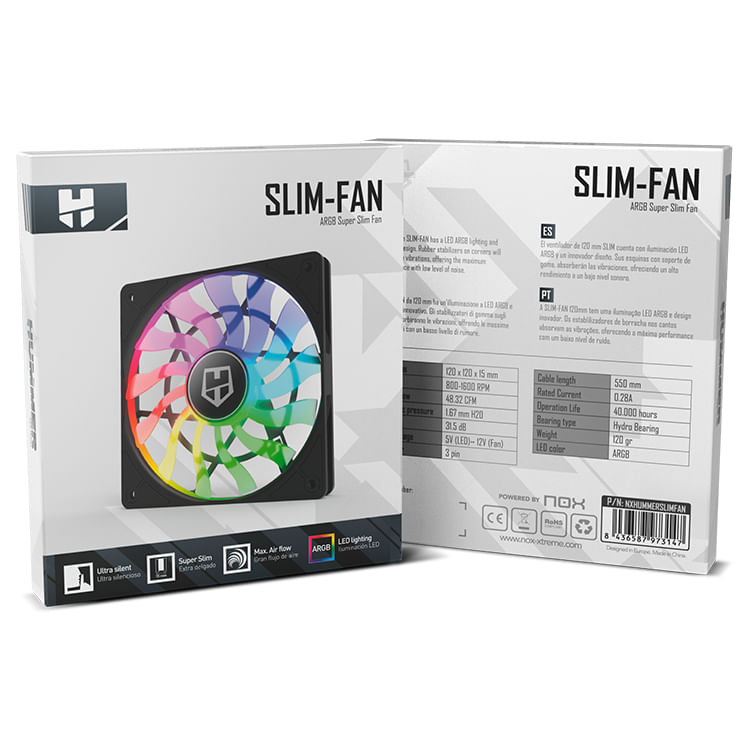 NOX-HUMMER-SLIM--F-FAN-120MM---Illuminazione---Velocita-800-1600-giri---min---Silenzio