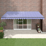 VidaXL Tenda da Sole Retrattile Blu e Bianca 5x3 m Tessuto e Alluminio