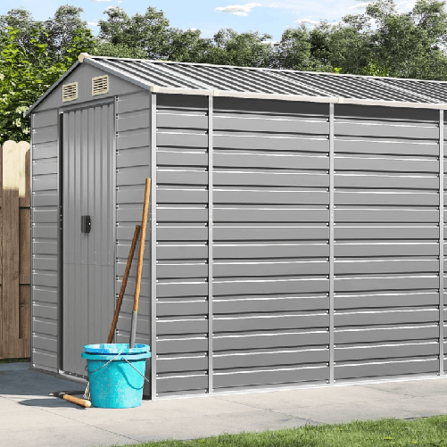 VidaXL Capanno da Giardino Grigio Chiaro 191x555x198cm Acciaio Zincato