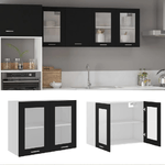 VidaXL Armadio Sospeso con Vetro Nero 80x31x60 cm in Truciolato