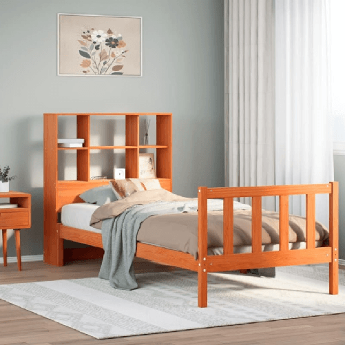 VidaXL Letto Libreria senza Materasso Marrone Cera 100x200 cm in Pino