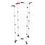 Vileda Mixer 4 Stendibiancheria a Torre a 4 Ripiani Ripiegabile con Ruote in Metallo Bianco 5x71x163.5 cm