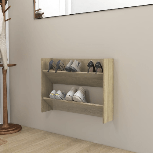 VidaXL Scarpiera a Muro Rovere Sonoma 80x18x60 cm in Legno Multistrato