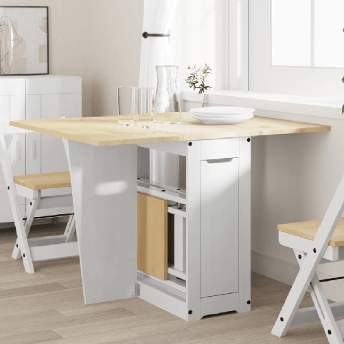 VidaXL Tavolo da Pranzo Corona Bianco in Legno Massello di Pino