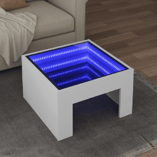 VidaXL Tavolino da Salotto con LED Infinity Bianco 50x50x30 cm