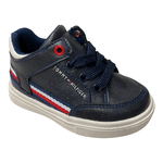 TOMMY HILFIGER SCARPE SNEAKERS BAMBINO TOMMY HILFIGER SVSCMC CAMA18 PELLE BLU ORIGINALE AI