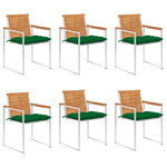 VidaXL Sedie da Giardino con Cuscini 6 pz in Legno Massello di Acacia