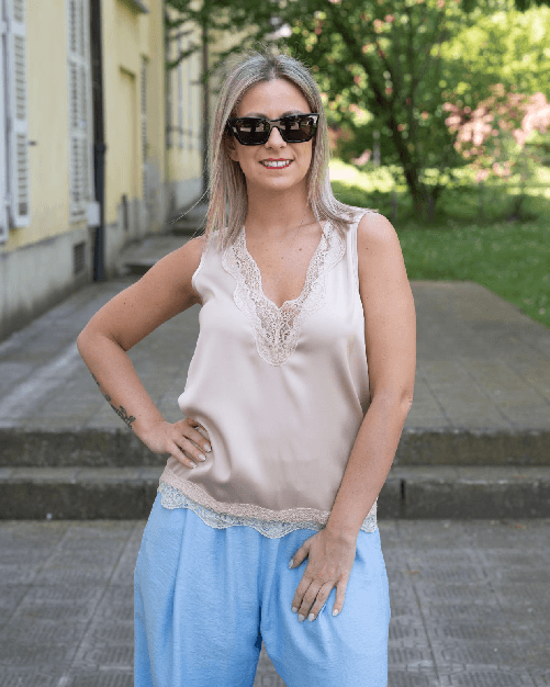 Kontatto Top Kontatto con pizzo nude